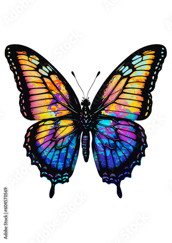 Watercolor Butterfly Art, Butterfly Drawing Isolated on White Background