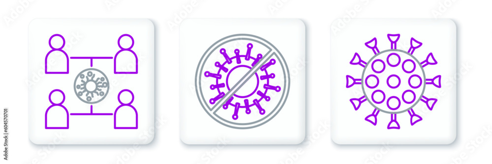 Set line Virus, spread and Stop virus icon. Vector Set line Virus, spread and Stop virus icon. Vector