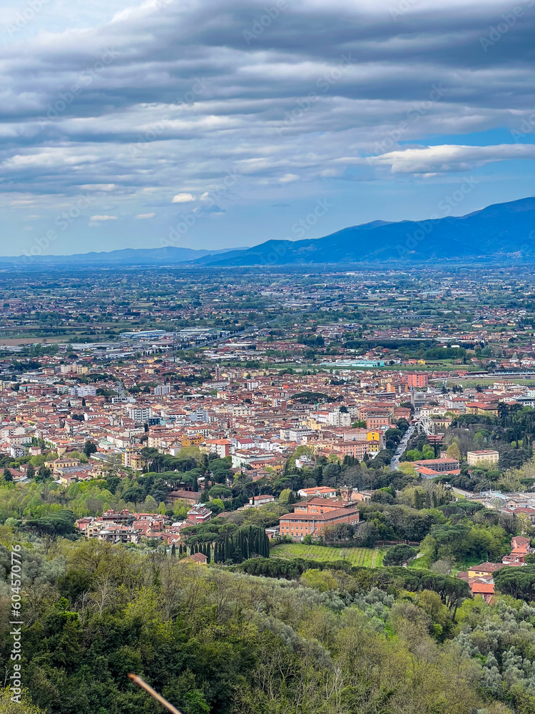 top view of Montecatini Terme. Overview of the valley. Tuscany, Italy