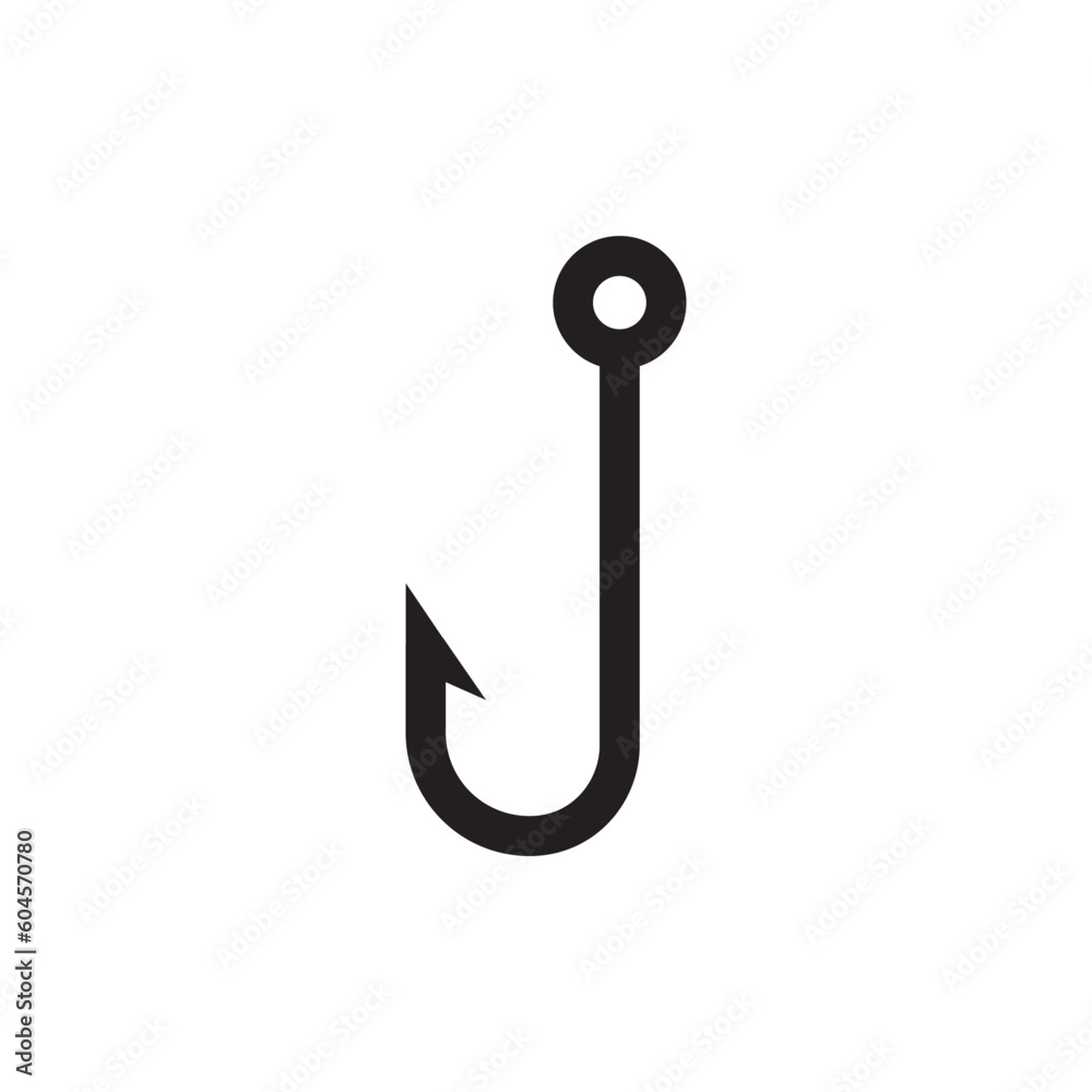 Barbed fish hook vector icon. Fishing hook flat sign design. Fish hook symbol pictogram. UX UI icon Barbed fish hook vector icon. Fishing hook flat sign design. Fish hook symbol pictogram. UX UI icon