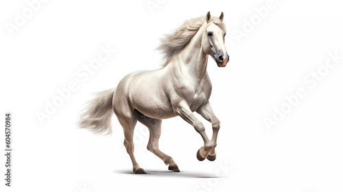 Behold the sight of a horse standing tall on its hind legs, showcasing its remarkable strength and agility. White background. © ChoccoDomo