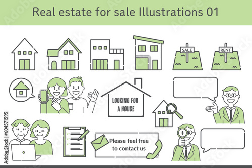 Real estate for sale Illustrations 01 © oatmealco