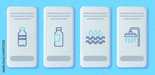 Free Download Set line Bottle of water, Wave with drop, and Shower icon. Vector - GFXLoad