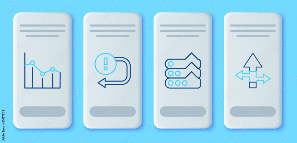 Set line Arrow, Graph, chart, diagram, Pie infographic and icon. Vector