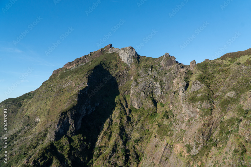 Panoramic mountains view from pico do jorge pico grande viewpoint down to Curral das Freiras through the Nun's Valley on Madeira Island