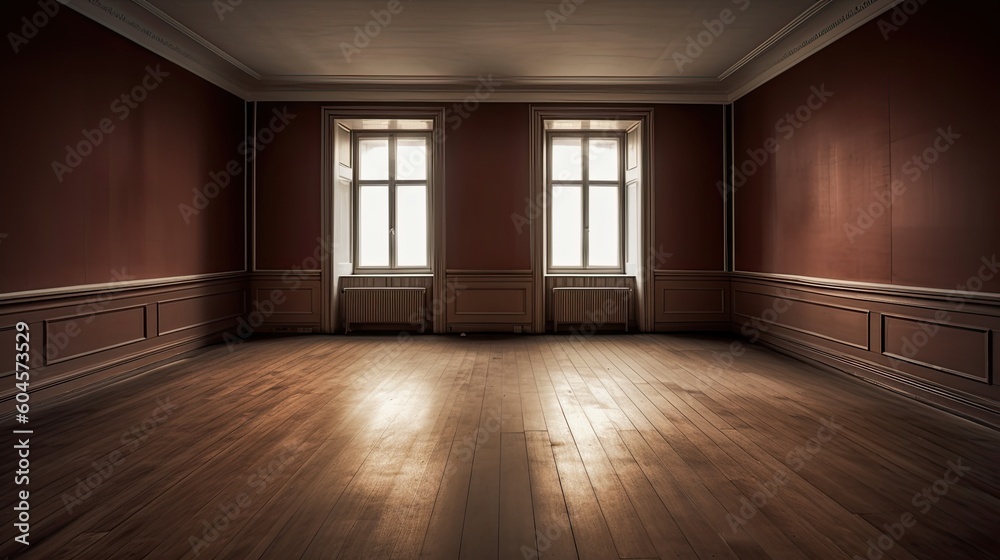 Empty room which just needs to be arranged for a homely environment or an office, but it is also a perfect location for a gallery. Generative AI Technology 