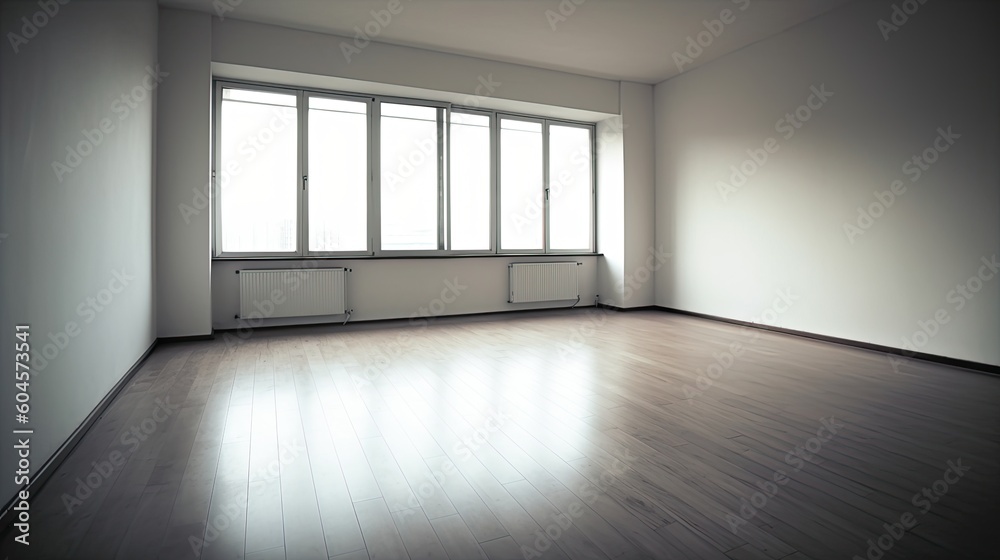 Fototapeta premium Empty room which just needs to be arranged for a homely environment or an office, but it is also a perfect location for a gallery. Generative AI Technology 