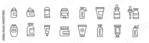 Tableau sur toile Cosmetics containers icons set