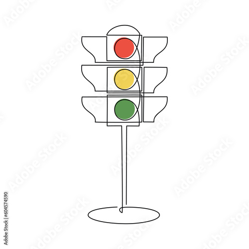 Traffic light icon vector one line continuous drawing. Minimal illustration. Hand drawn linear silhouette. Outline design, print, banner, card, brochure, poster, logo.