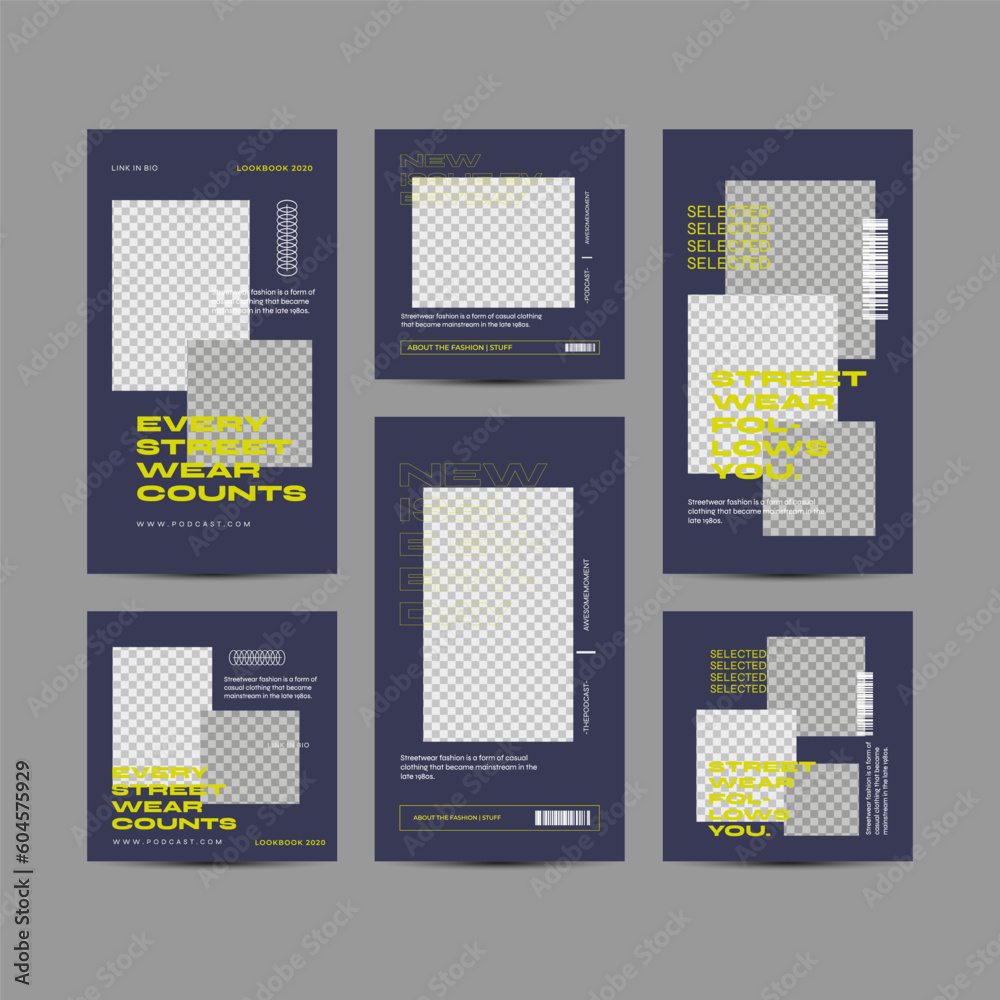 Editable template bundle design with Futuristic streetwear fashion ...