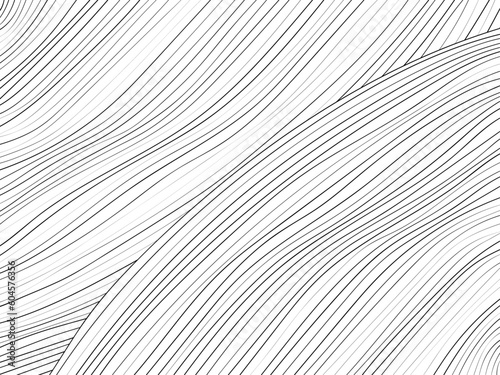 Curved black lines textured background, vector wallpaper