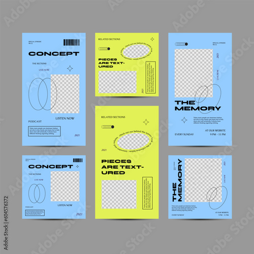 Editable template bundle design with Futuristic streetwear fashion design for social media post templates