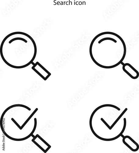 Magnifying glass logo icon, vector flat design template of magnifying, seacrh icon. photo