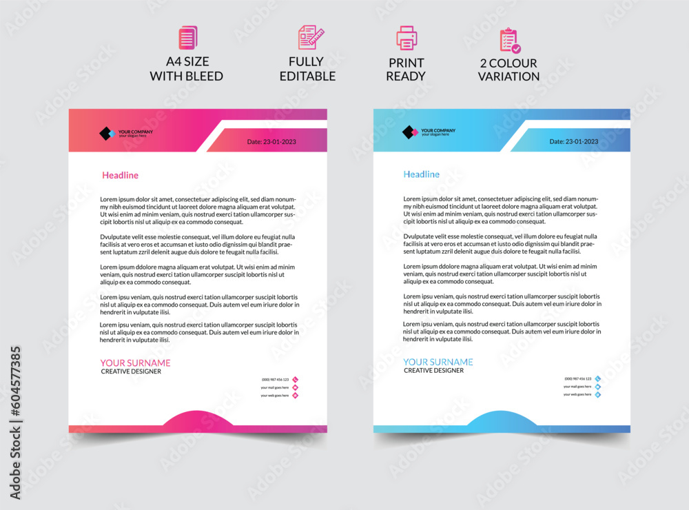 Professional letterhead template design vector illustration Professional letterhead template design vector illustration