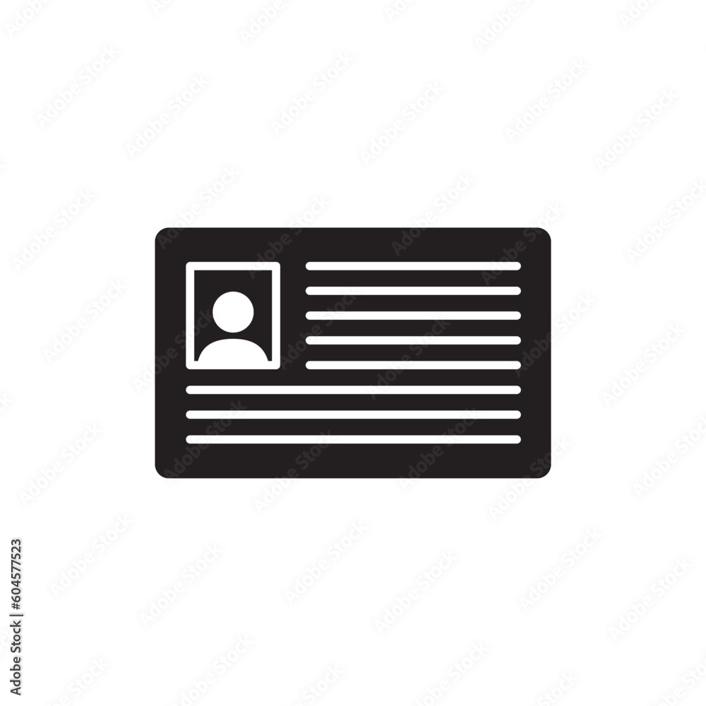 ID card vector icon. Identification card flat sign design. ID card symbol pictogram sign. Member card symbol. VIP person icon. UX UI icon