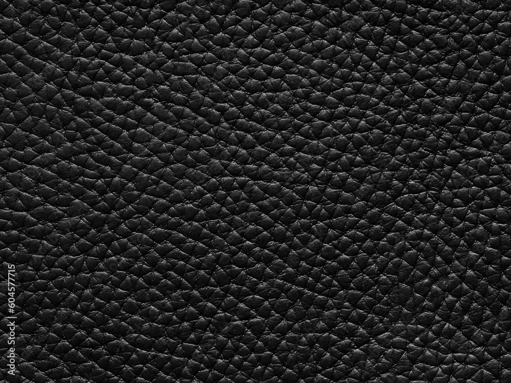 Black leather natural texture, matte material, abstract background. Genuine quality empty pattern.