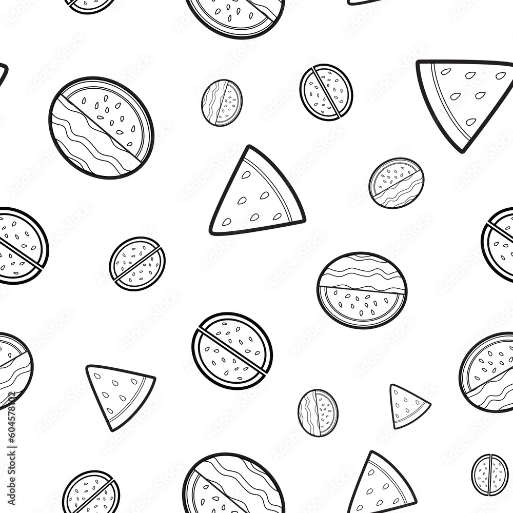 Fruity Line Art Watermelon Seamless Surface Pattern Design