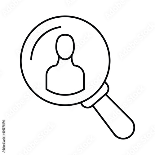 search, find, man, magnifying glass, job seeker icon