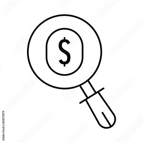 search, find, money, magnifying glass, dollar, business find icon