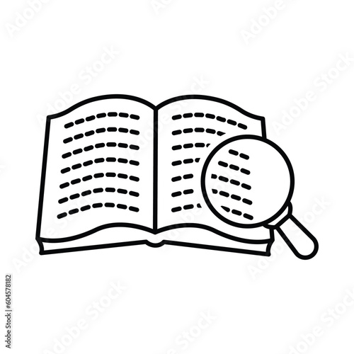 search, find, book, magnifying glass, word, word find icon