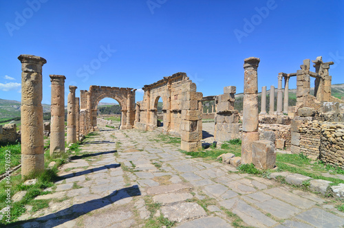 Roman arch construction at the gates of the Roman city of Cuicul, Algeria