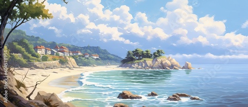 tropical island illustration