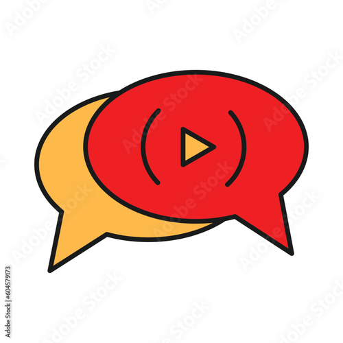 bubble, chat, video, video play, video chat icon
