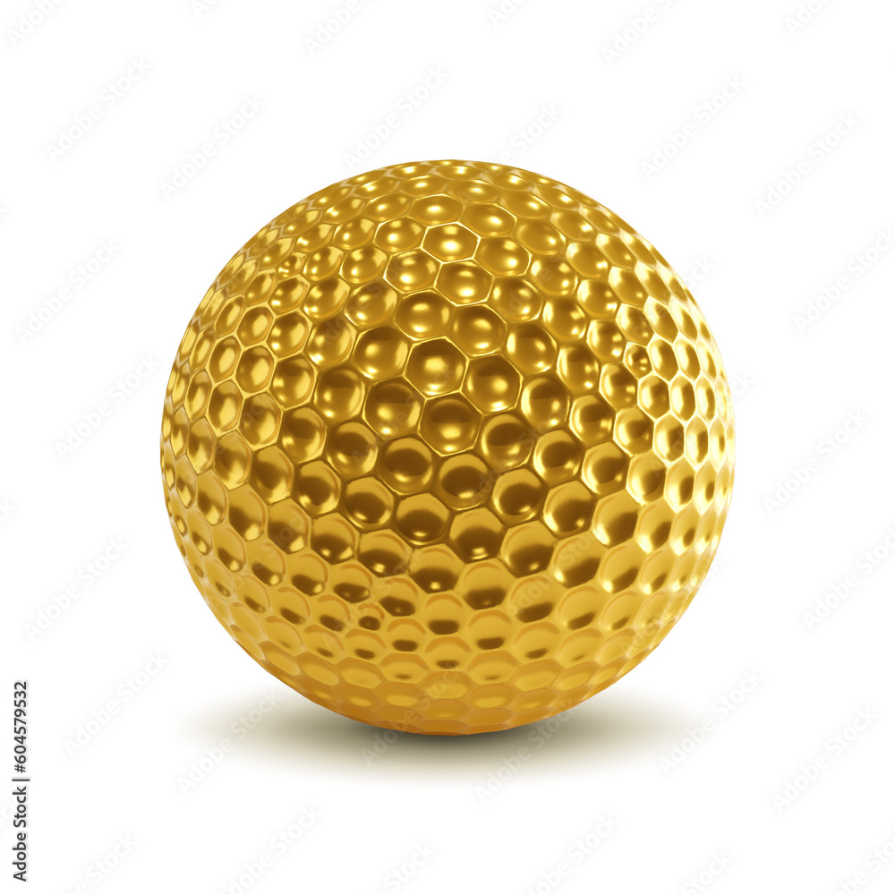 Golden golf ball isolated on white background Golden golf ball isolated on white background