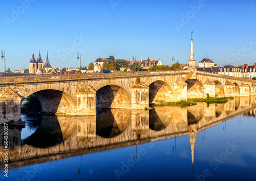 Leinwand Poster Old bridge in Blois, France, Europe