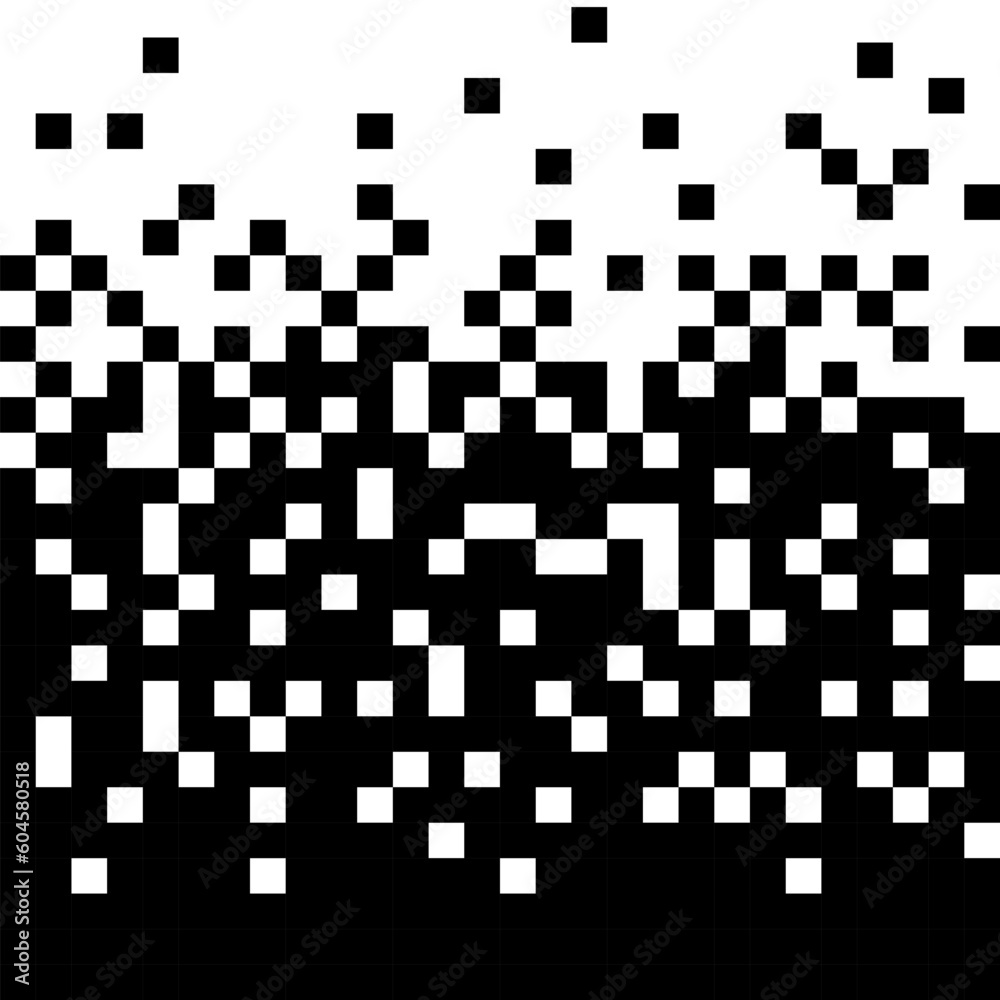 Fototapeta premium Black and white pixel background. Abstract halftone mosaic. Geometric square background. Abstract rectangle ornament.