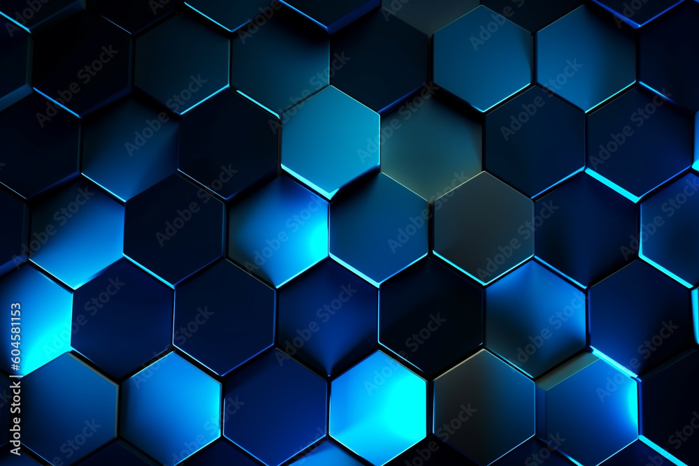 Abstract hexagon shape background blue tones with light and shadow Generative Ai Abstract hexagon shape background blue tones with light and shadow Generative Ai
