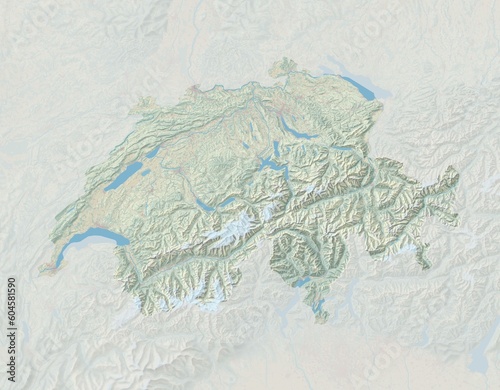 Topographic map of Switzerland with shaded relief