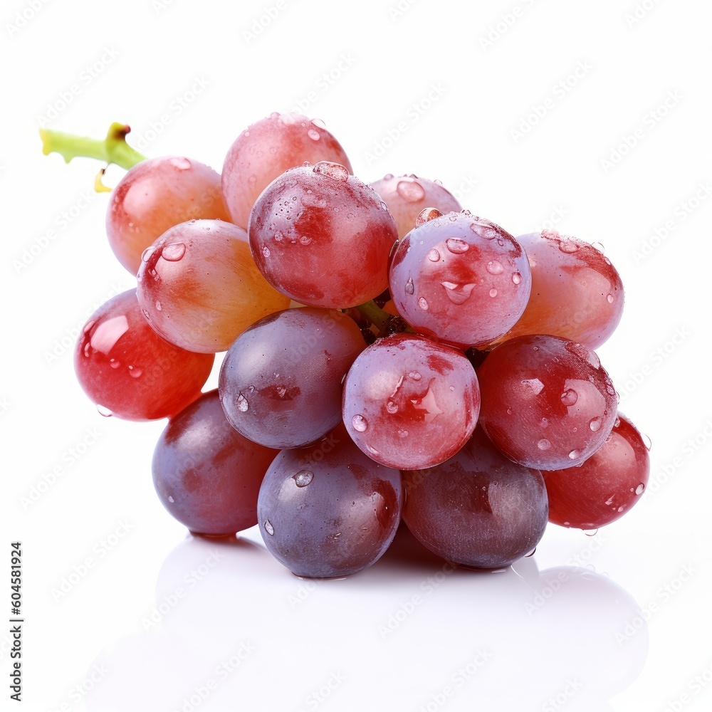 A delicious fresh grapes isolated on white background. Fresh raw organic fruit. Generative AI. A delicious fresh grapes isolated on white background. Fresh raw organic fruit. Generative AI.