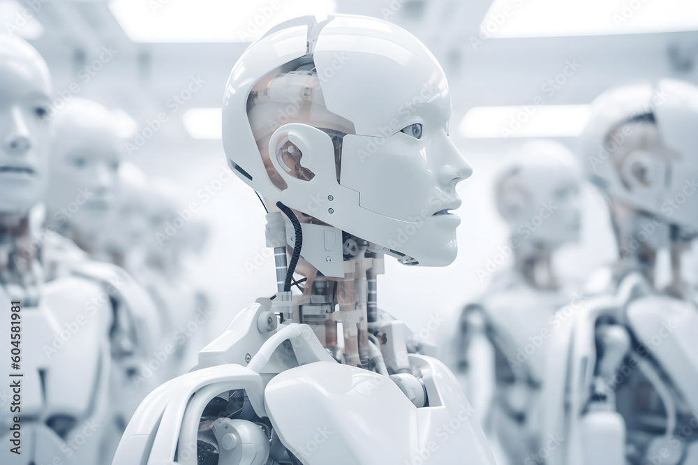 Half-body portraits of robots in various roles. Humanoid Robot in Industrial, Generative AI. Half-body portraits of robots in various roles. Humanoid Robot in Industrial, Generative AI.