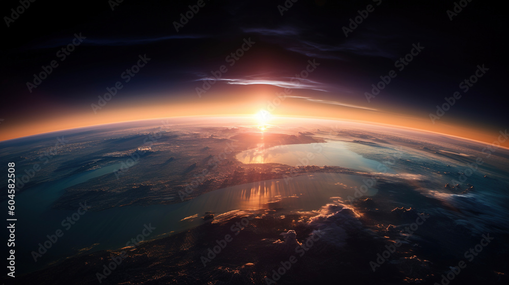 Sunrise over the earth. AI