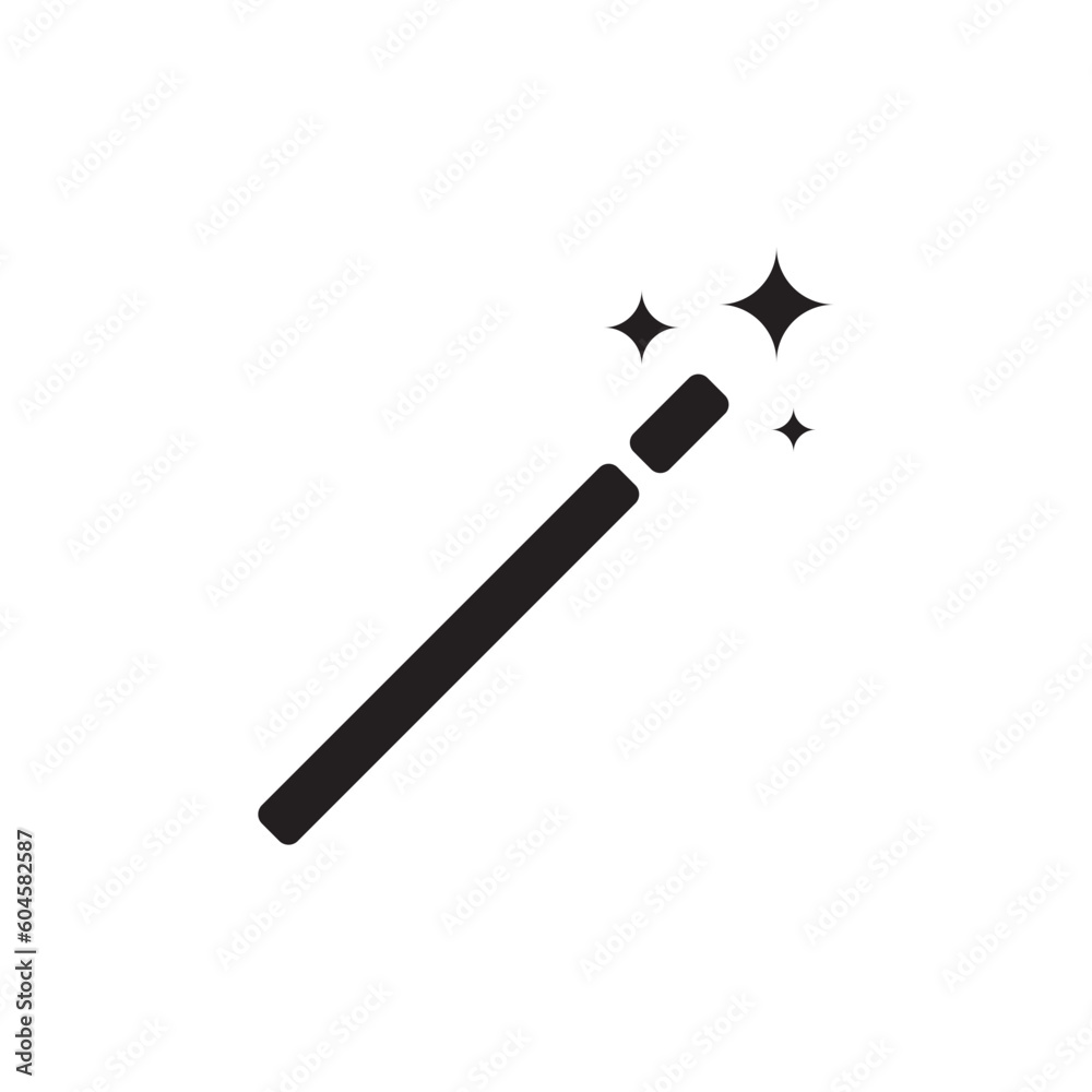 Magic wand with stars flat sign design. Magic wand vector icon. Magic wand symbol pictogram. UX UI icon Magic wand with stars flat sign design. Magic wand vector icon. Magic wand symbol pictogram. UX UI icon