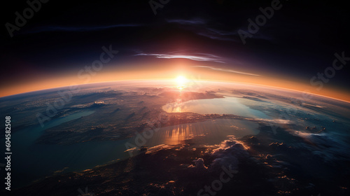 Sunrise over the earth. AI