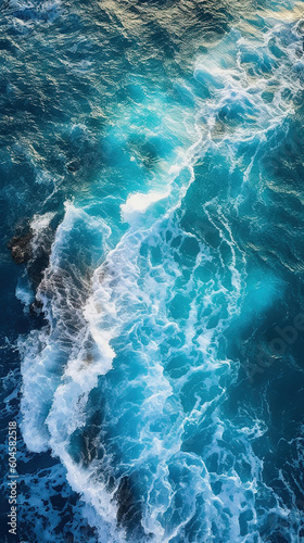 Waves on the beach, aerial view. AI © Oleksandr Blishch