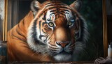 Tiger face animal Wildlife portrait oil painting AI Generated pictures