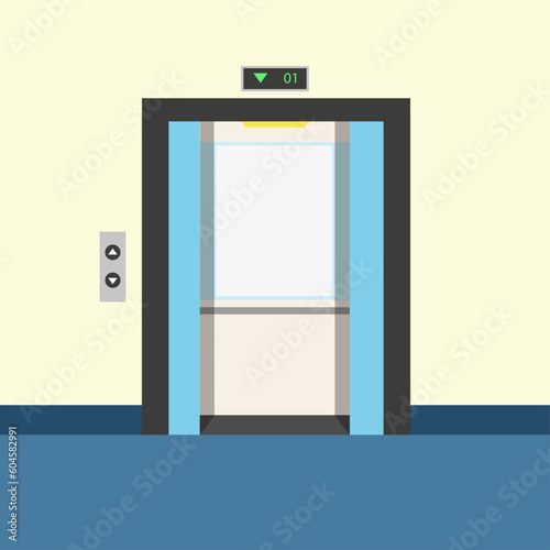 Vector illustration of the open elevator door. Vector illustration in flat style.	
