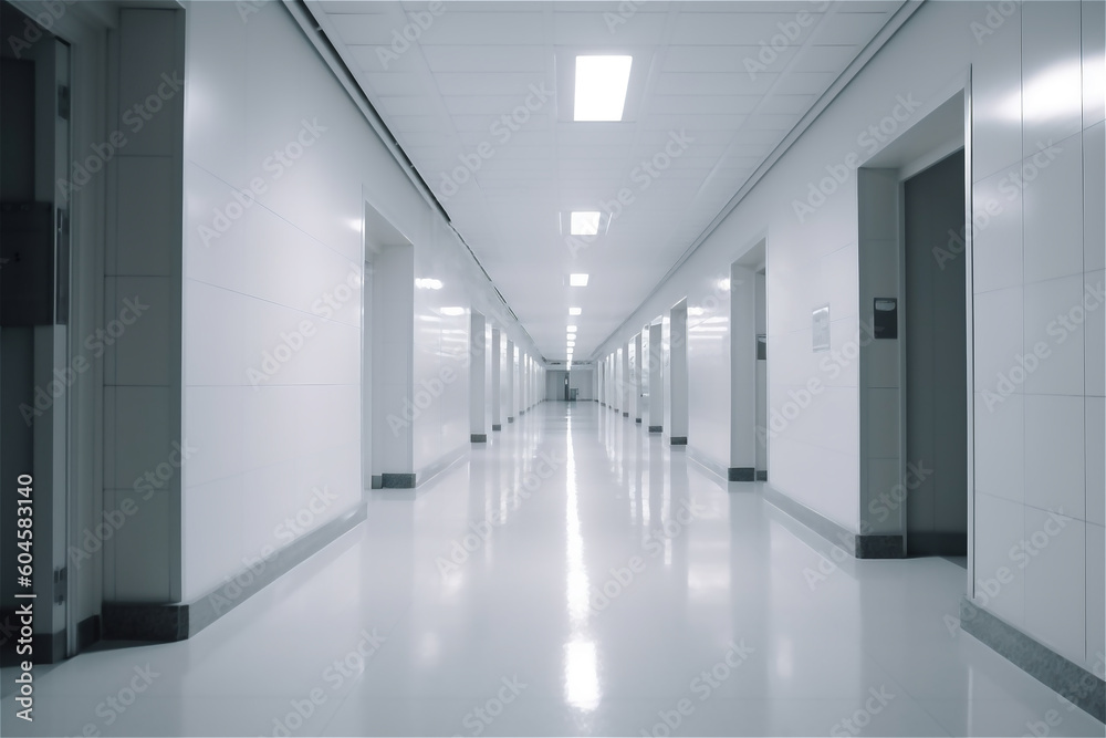 long white hospital corridor. AI generated content