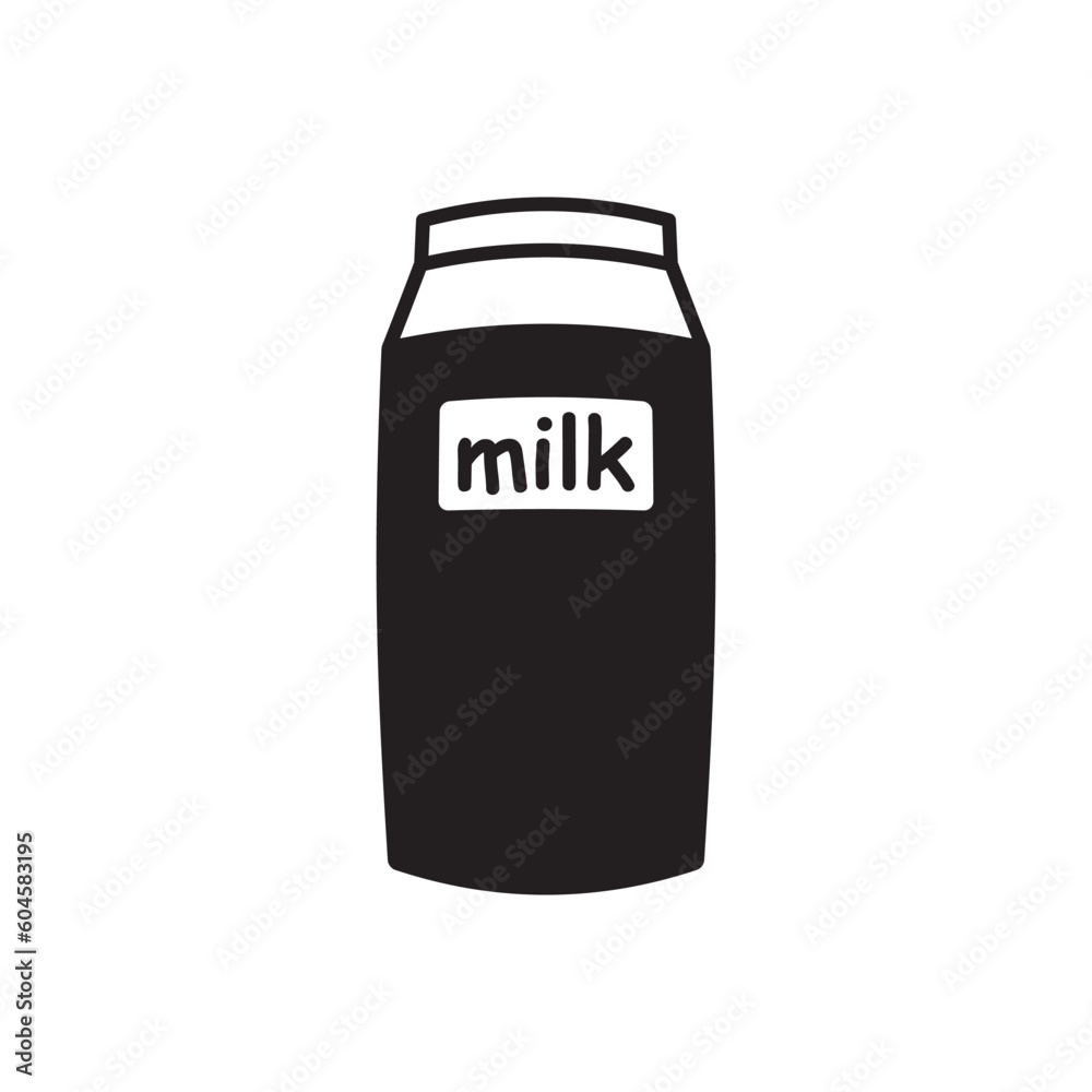 Milk product package flat sign design. Milk package vector icon. Milk box symbol pictogram.  
