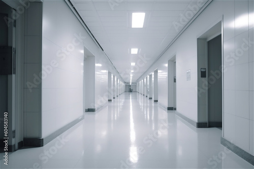 long white hospital corridor. AI generated content