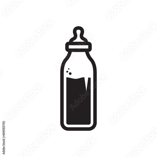 Title: Milk bottle vector icon. Natural milk flat sign design. Milk symbol pictogram. UX UI icon