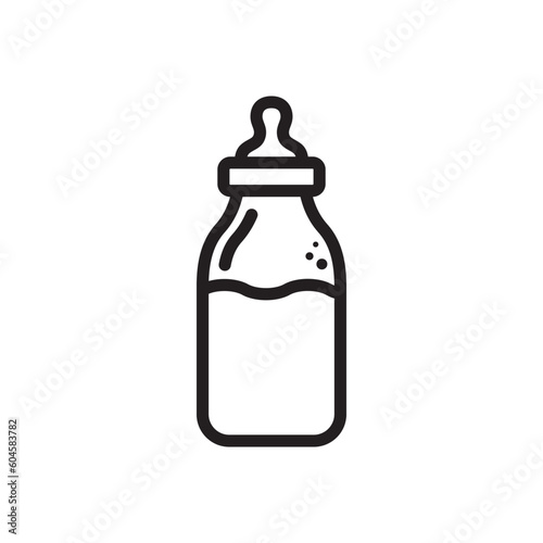 Title: Milk bottle vector icon. Natural milk flat sign design. Milk symbol pictogram. UX UI icon