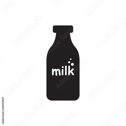 Title: Milk bottle vector icon. Natural milk flat sign design. Milk symbol pictogram. UX UI icon