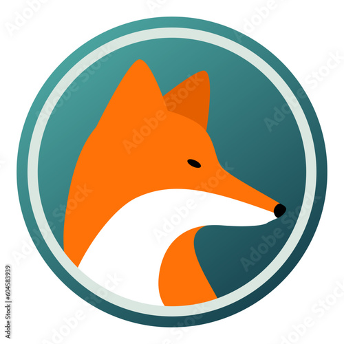 Red fox silhouette in profile emblem with gradient
