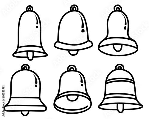 Hand drawn bell. Simple vector icon set.