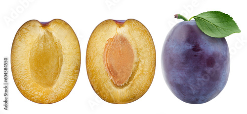 Billede på lærred plum isolated on white background, full depth of field