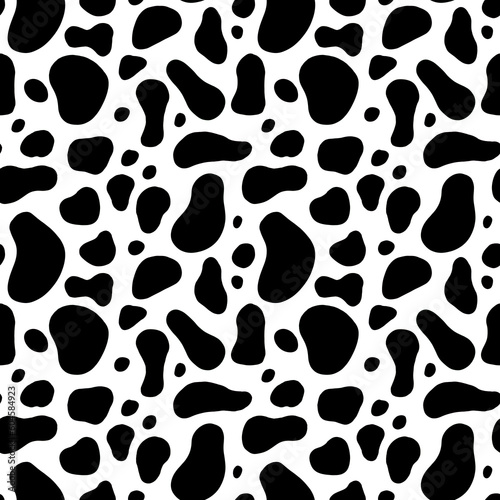 Black Spots Cow Print Seamless Pattern